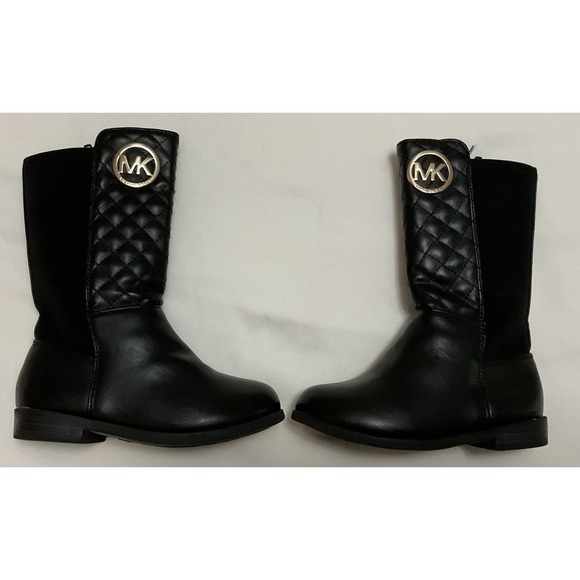 Michael Kors Orchid Black Boots – MK Logo Zip Closure Size US 7 Toddler/Kid - Picture 3 of 10